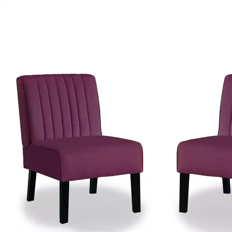 Whisen - Lot de 2 chaises d'appoint modernes, chaises sans accoudoirs élégantes en velours avec pieds en bois massif, design minimaliste