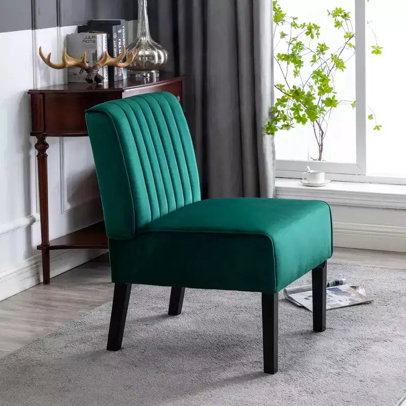 Whisen - Lot de 2 chaises d'appoint modernes, chaises sans accoudoirs élégantes en velours avec pieds en bois massif, design minimaliste
