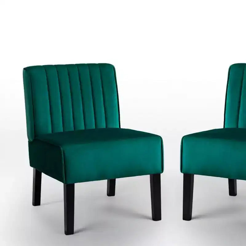 Whisen - Lot de 2 chaises d'appoint modernes, chaises sans accoudoirs élégantes en velours avec pieds en bois massif, design minimaliste