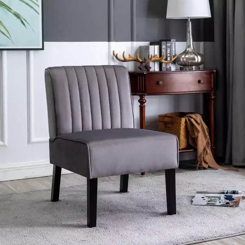 Whisen - Lot de 2 chaises d'appoint modernes, chaises sans accoudoirs élégantes en velours avec pieds en bois massif, design minimaliste