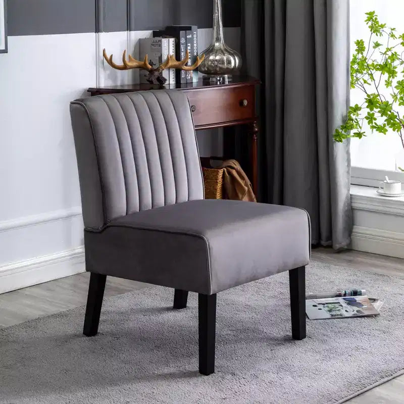 Whisen - Lot de 2 chaises d'appoint modernes, chaises sans accoudoirs élégantes en velours avec pieds en bois massif, design minimaliste