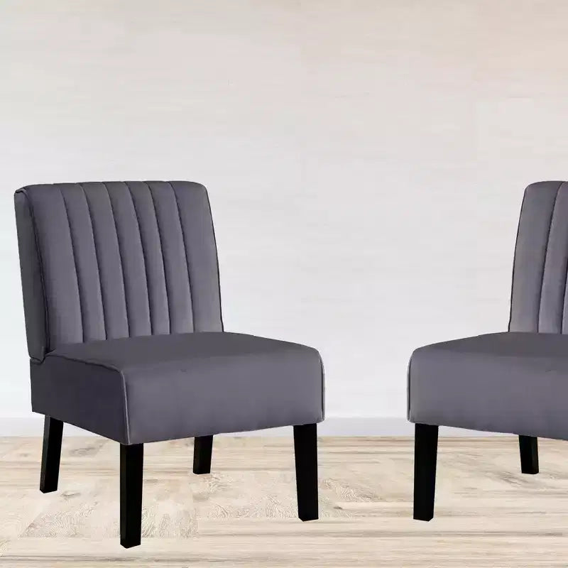 Whisen - Lot de 2 chaises d'appoint modernes, chaises sans accoudoirs élégantes en velours avec pieds en bois massif, design minimaliste