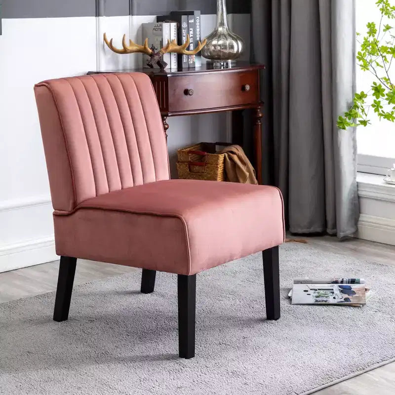 Whisen - Lot de 2 chaises d'appoint modernes, chaises sans accoudoirs élégantes en velours avec pieds en bois massif, design minimaliste