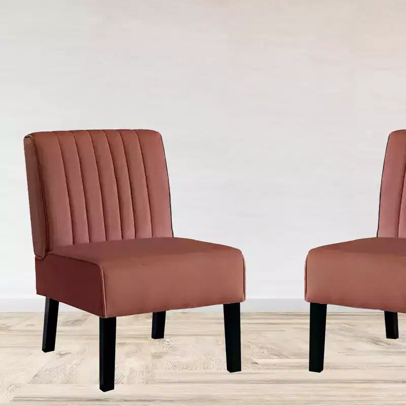 Whisen - Lot de 2 chaises d'appoint modernes, chaises sans accoudoirs élégantes en velours avec pieds en bois massif, design minimaliste