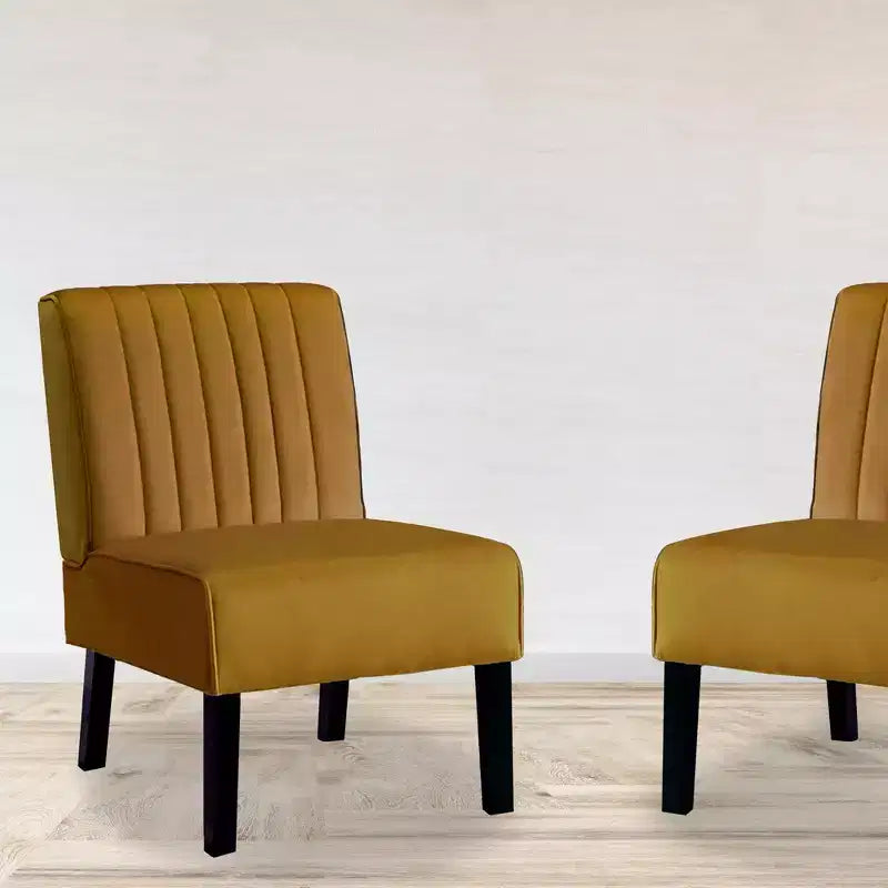 Whisen - Lot de 2 chaises d'appoint modernes, chaises sans accoudoirs élégantes en velours avec pieds en bois massif, design minimaliste