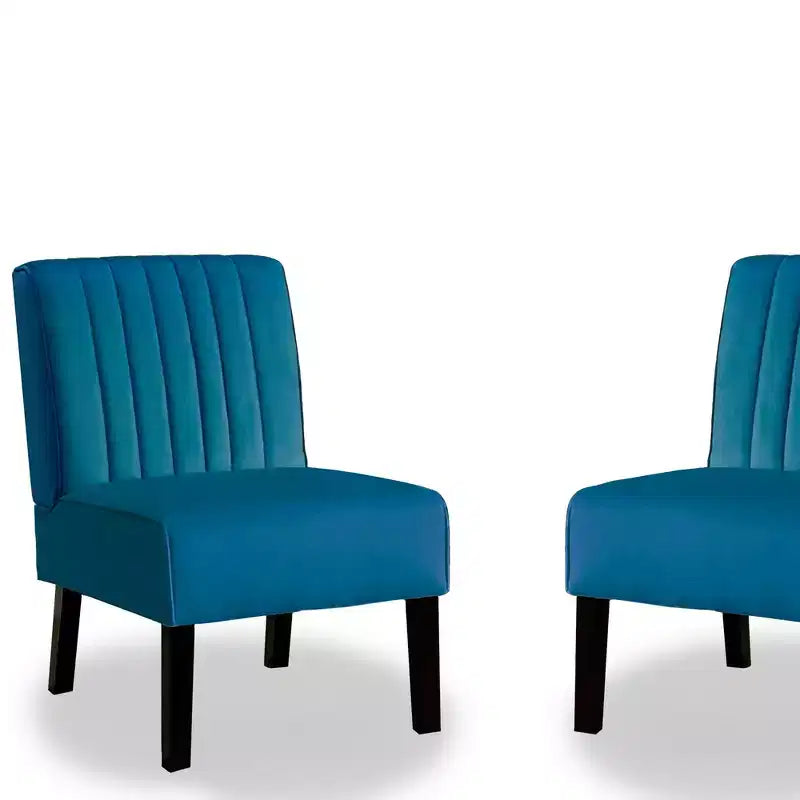 Whisen - Lot de 2 chaises d'appoint modernes, chaises sans accoudoirs élégantes en velours avec pieds en bois massif, design minimaliste