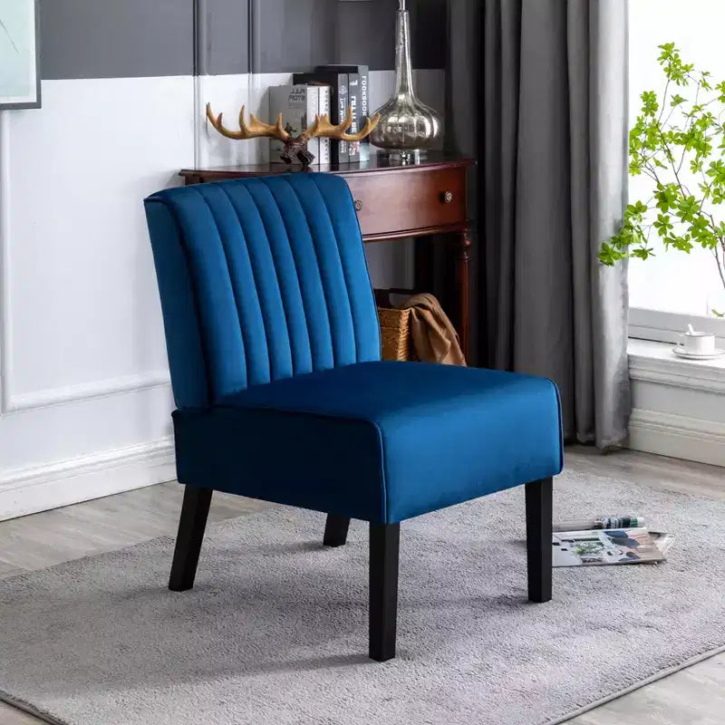 Whisen - Lot de 2 chaises d'appoint modernes, chaises sans accoudoirs élégantes en velours avec pieds en bois massif, design minimaliste