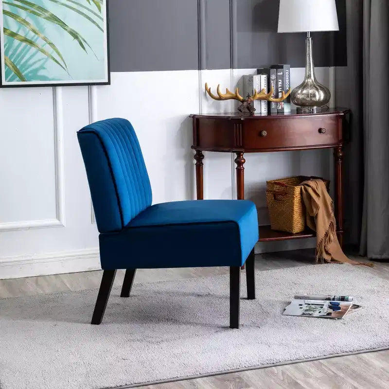 Whisen - Lot de 2 chaises d'appoint modernes, chaises sans accoudoirs élégantes en velours avec pieds en bois massif, design minimaliste
