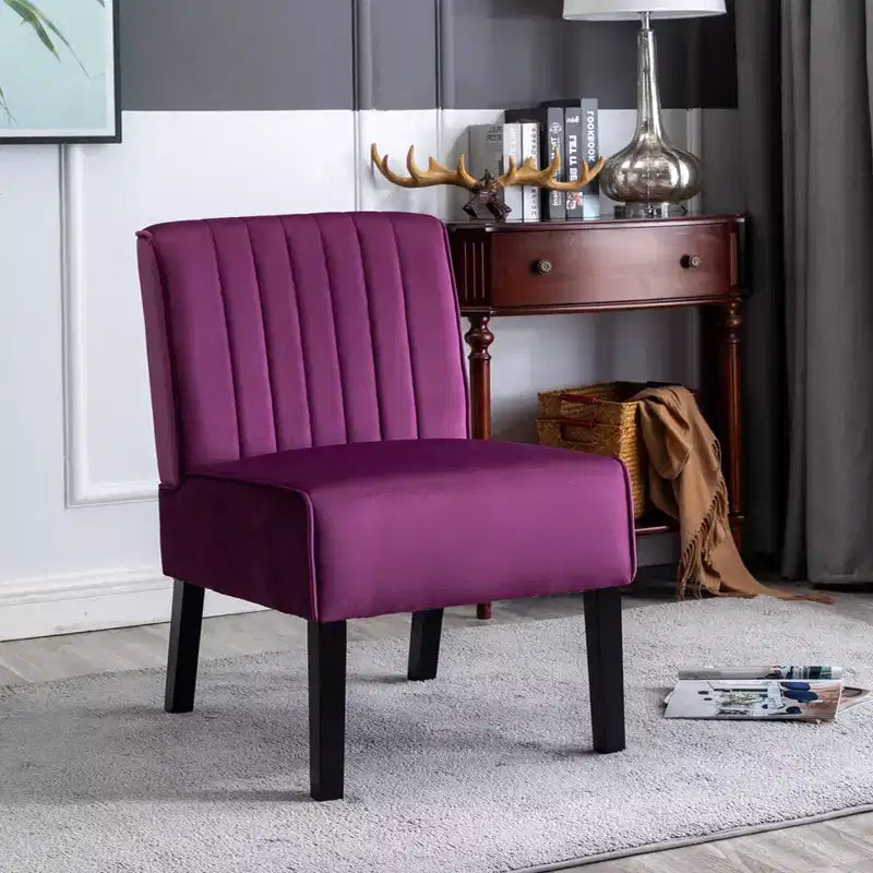 Whisen - Lot de 2 chaises d'appoint modernes, chaises sans accoudoirs élégantes en velours avec pieds en bois massif, design minimaliste