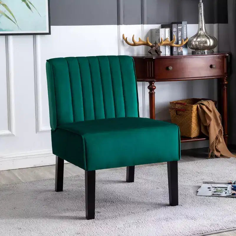 Whisen - Lot de 2 chaises d'appoint modernes, chaises sans accoudoirs élégantes en velours avec pieds en bois massif, design minimaliste