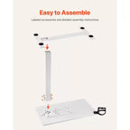 Table de lit, Table de chevet mobile avec roulettes cachées, Bureau d'ordinateur portable roulant réglable en hauteur avec porte-gobelet, Blanc