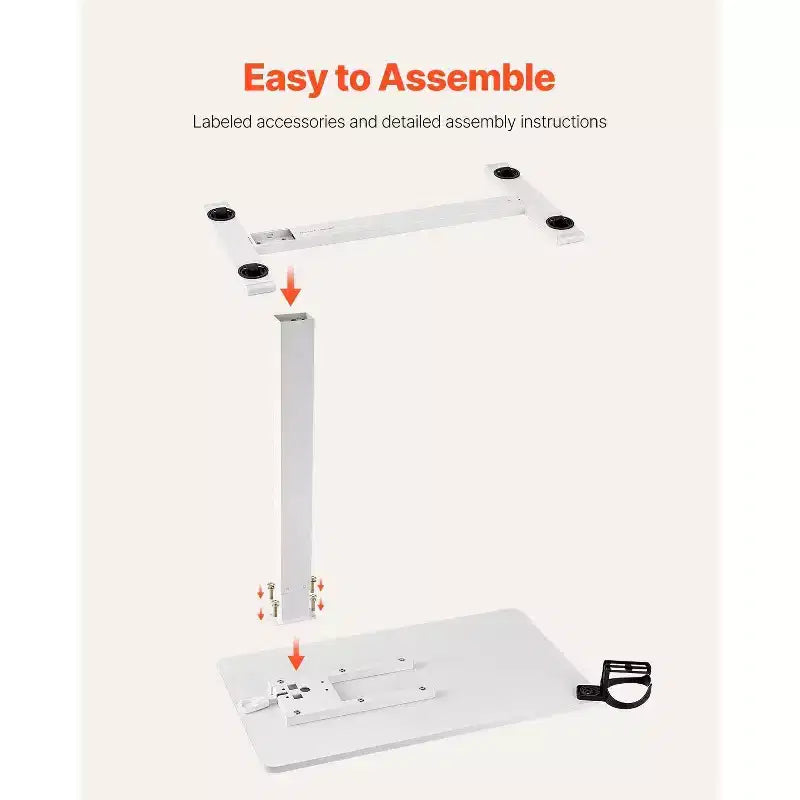 Table de lit, Table de chevet mobile avec roulettes cachées, Bureau d'ordinateur portable roulant réglable en hauteur avec porte-gobelet, Blanc