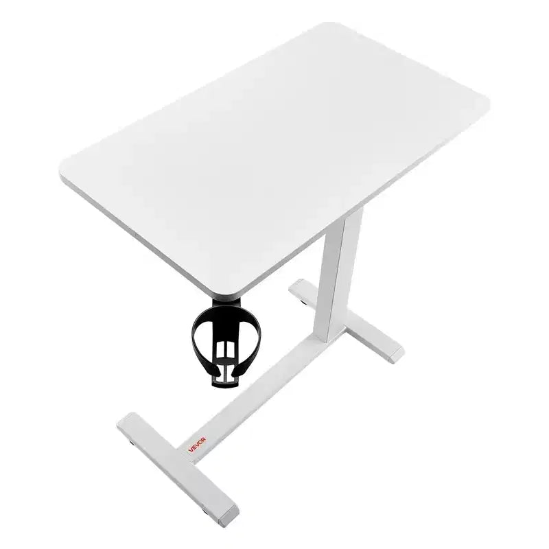 Table de lit, Table de chevet mobile avec roulettes cachées, Bureau d'ordinateur portable roulant réglable en hauteur avec porte-gobelet, Blanc