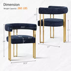 Lot de 4 chaises de salle à manger modernes rembourrées avec accoudoirs, dossier incurvé, pieds en métal doré, chaises de salle à manger pour cuisine ou salle à manger-Panipeachy