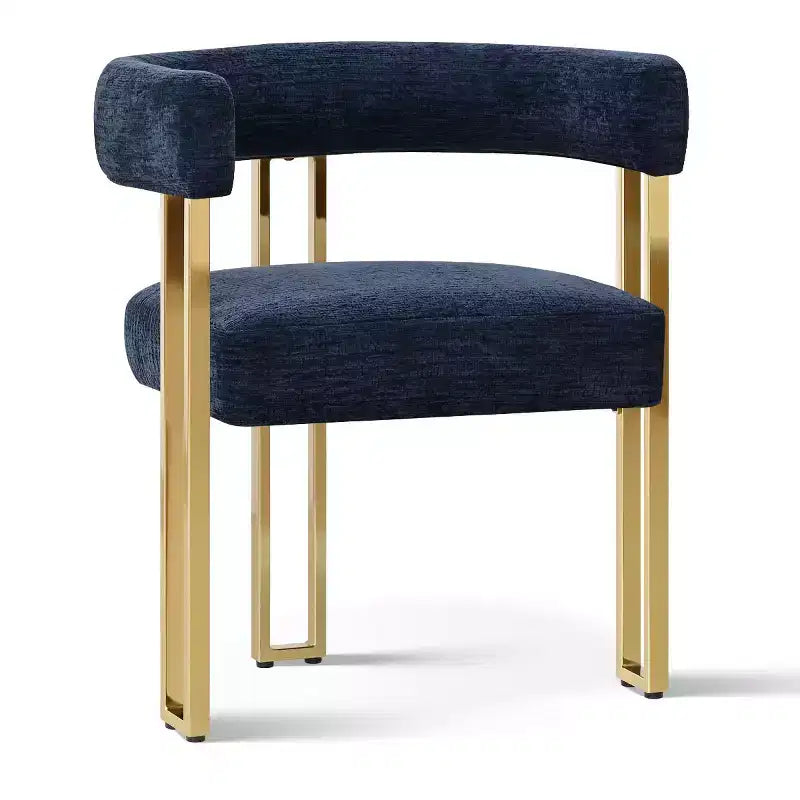 Lot de 4 chaises de salle à manger modernes rembourrées avec accoudoirs, dossier incurvé, pieds en métal doré, chaises de salle à manger pour cuisine ou salle à manger-Panipeachy
