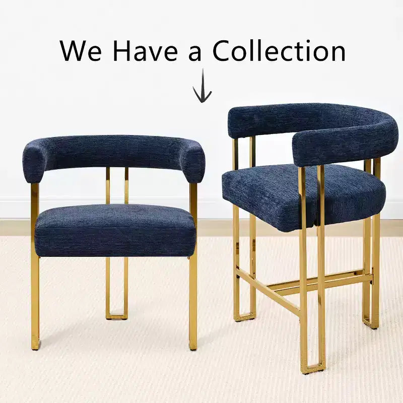 Lot de 4 chaises de salle à manger modernes rembourrées avec accoudoirs, dossier incurvé, pieds en métal doré, chaises de salle à manger pour cuisine ou salle à manger-Panipeachy