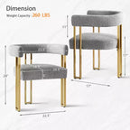 Lot de 4 chaises de salle à manger modernes rembourrées avec accoudoirs, dossier incurvé, pieds en métal doré, chaises de salle à manger pour cuisine ou salle à manger-Panipeachy