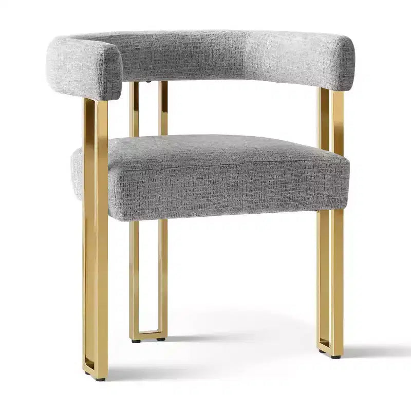 Lot de 4 chaises de salle à manger modernes rembourrées avec accoudoirs, dossier incurvé, pieds en métal doré, chaises de salle à manger pour cuisine ou salle à manger-Panipeachy