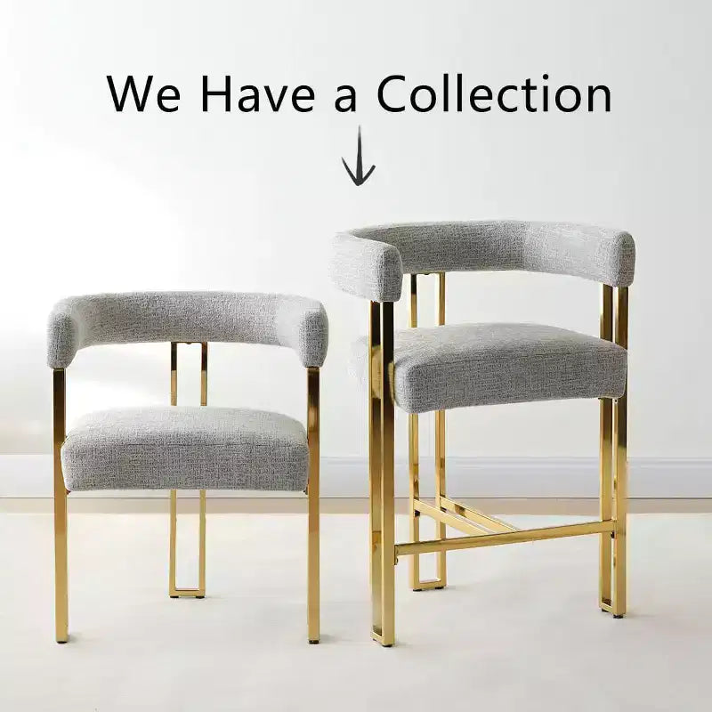 Lot de 4 chaises de salle à manger modernes rembourrées avec accoudoirs, dossier incurvé, pieds en métal doré, chaises de salle à manger pour cuisine ou salle à manger-Panipeachy