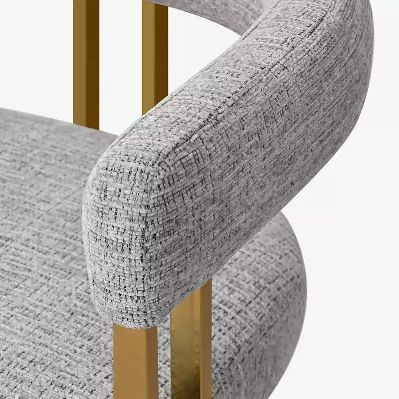 Lot de 4 chaises de salle à manger modernes rembourrées avec accoudoirs, dossier incurvé, pieds en métal doré, chaises de salle à manger pour cuisine ou salle à manger-Panipeachy