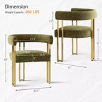 Lot de 4 chaises de salle à manger modernes rembourrées avec accoudoirs, dossier incurvé, pieds en métal doré, chaises de salle à manger pour cuisine ou salle à manger-Panipeachy
