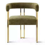 Lot de 4 chaises de salle à manger modernes rembourrées avec accoudoirs, dossier incurvé, pieds en métal doré, chaises de salle à manger pour cuisine ou salle à manger-Panipeachy