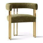 Lot de 4 chaises de salle à manger modernes rembourrées avec accoudoirs, dossier incurvé, pieds en métal doré, chaises de salle à manger pour cuisine ou salle à manger-Panipeachy