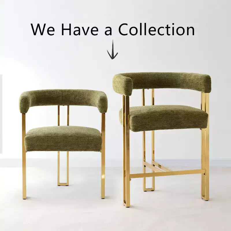 Lot de 4 chaises de salle à manger modernes rembourrées avec accoudoirs, dossier incurvé, pieds en métal doré, chaises de salle à manger pour cuisine ou salle à manger-Panipeachy