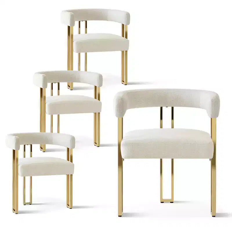 Lot de 4 chaises de salle à manger modernes rembourrées avec accoudoirs, dossier incurvé, pieds en métal doré, chaises de salle à manger pour cuisine ou salle à manger-Panipeachy