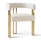Lot de 4 chaises de salle à manger modernes rembourrées avec accoudoirs, dossier incurvé, pieds en métal doré, chaises de salle à manger pour cuisine ou salle à manger-Panipeachy