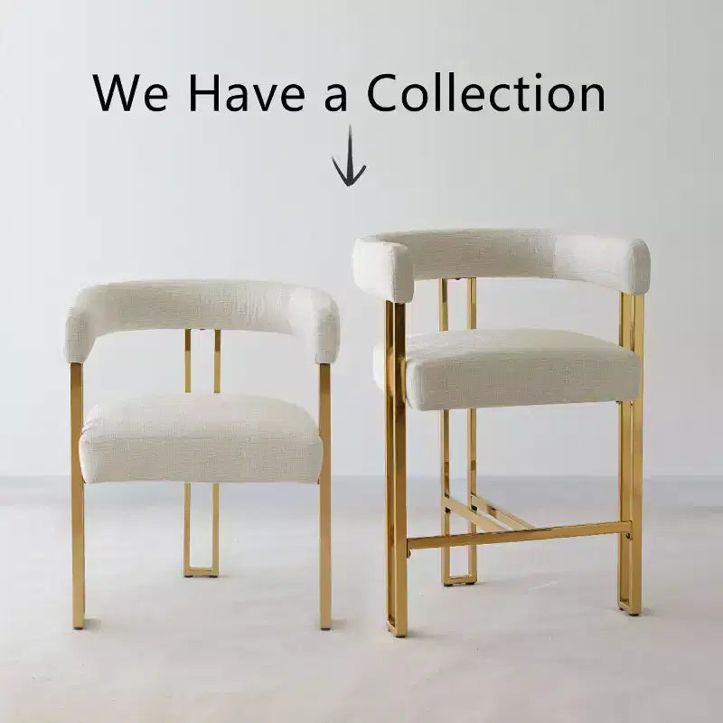 Lot de 4 chaises de salle à manger modernes rembourrées avec accoudoirs, dossier incurvé, pieds en métal doré, chaises de salle à manger pour cuisine ou salle à manger-Panipeachy
