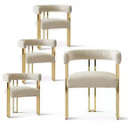 Lot de 4 chaises de salle à manger modernes rembourrées avec accoudoirs, dossier incurvé, pieds en métal doré, chaises de salle à manger pour cuisine ou salle à manger-Panipeachy