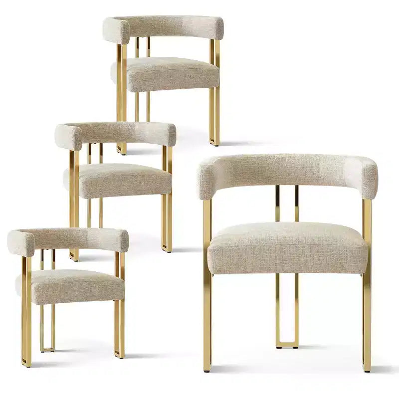 Lot de 4 chaises de salle à manger modernes rembourrées avec accoudoirs, dossier incurvé, pieds en métal doré, chaises de salle à manger pour cuisine ou salle à manger-Panipeachy