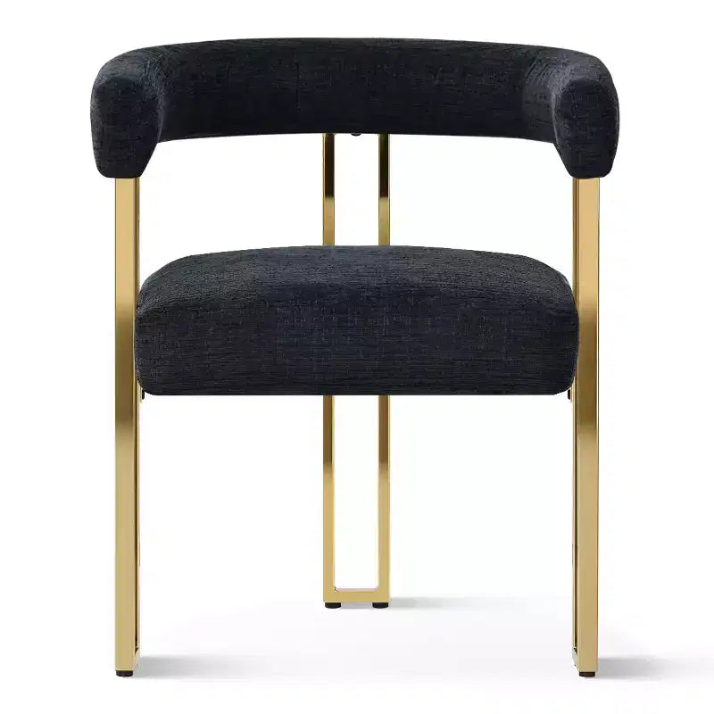 Lot de 4 chaises de salle à manger modernes rembourrées avec accoudoirs, dossier incurvé, pieds en métal doré, chaises de salle à manger pour cuisine ou salle à manger-Panipeachy