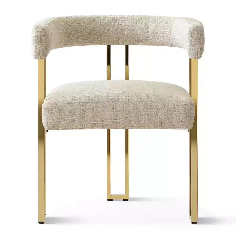 Lot de 4 chaises de salle à manger modernes rembourrées avec accoudoirs, dossier incurvé, pieds en métal doré, chaises de salle à manger pour cuisine ou salle à manger-Panipeachy