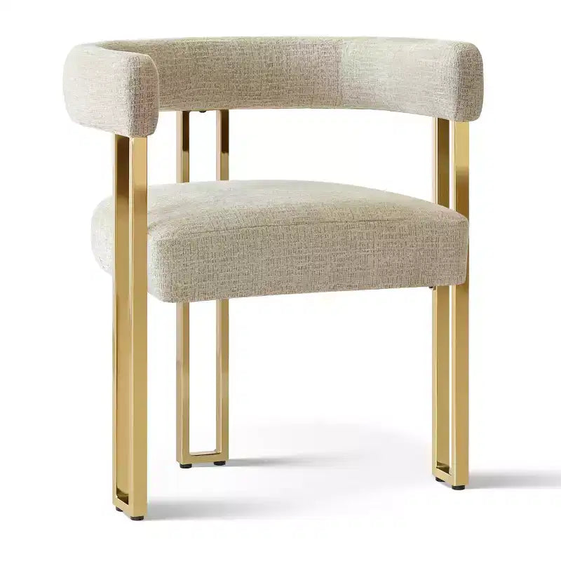 Lot de 4 chaises de salle à manger modernes rembourrées avec accoudoirs, dossier incurvé, pieds en métal doré, chaises de salle à manger pour cuisine ou salle à manger-Panipeachy