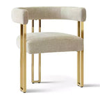 Lot de 4 chaises de salle à manger modernes rembourrées avec accoudoirs, dossier incurvé, pieds en métal doré, chaises de salle à manger pour cuisine ou salle à manger-Panipeachy