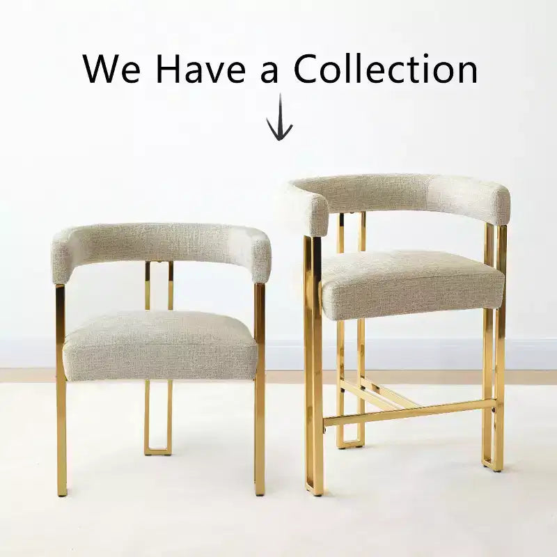 Lot de 4 chaises de salle à manger modernes rembourrées avec accoudoirs, dossier incurvé, pieds en métal doré, chaises de salle à manger pour cuisine ou salle à manger-Panipeachy