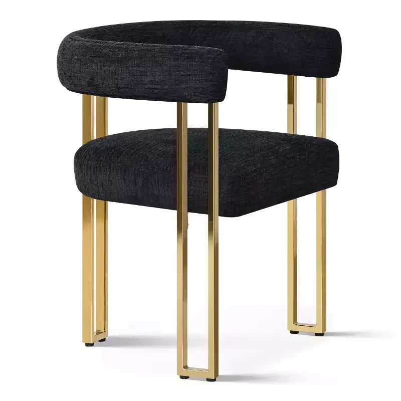 Lot de 4 chaises de salle à manger modernes rembourrées avec accoudoirs, dossier incurvé, pieds en métal doré, chaises de salle à manger pour cuisine ou salle à manger-Panipeachy