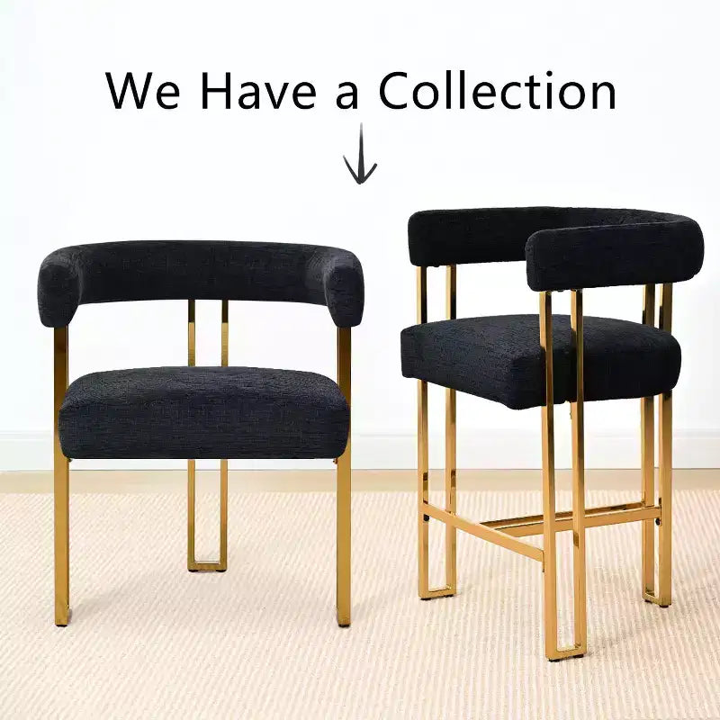 Lot de 4 chaises de salle à manger modernes rembourrées avec accoudoirs, dossier incurvé, pieds en métal doré, chaises de salle à manger pour cuisine ou salle à manger-Panipeachy