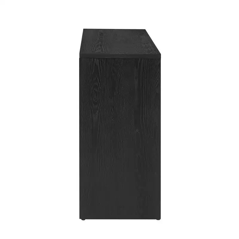 Console et table d'entrée moderne Whisen, table de canapé robuste avec design de cheminée, plateau en placage de bois