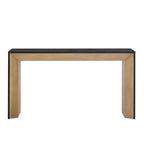 Console et table d'entrée moderne Whisen, table de canapé robuste avec design de cheminée, plateau en placage de bois