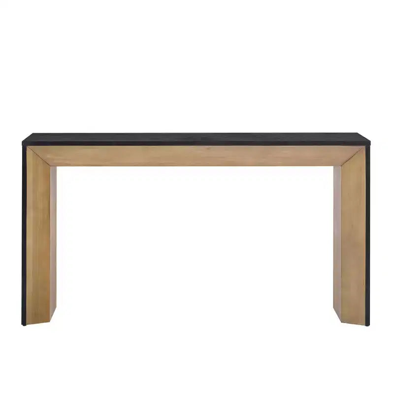 Console et table d'entrée moderne Whisen, table de canapé robuste avec design de cheminée, plateau en placage de bois