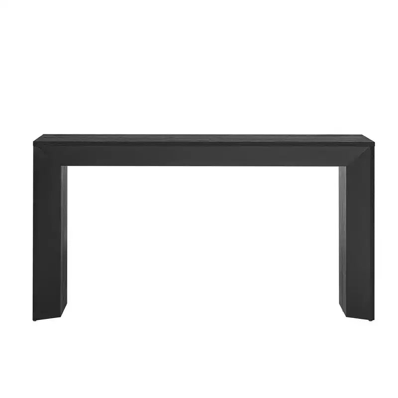 Console et table d'entrée moderne Whisen, table de canapé robuste avec design de cheminée, plateau en placage de bois
