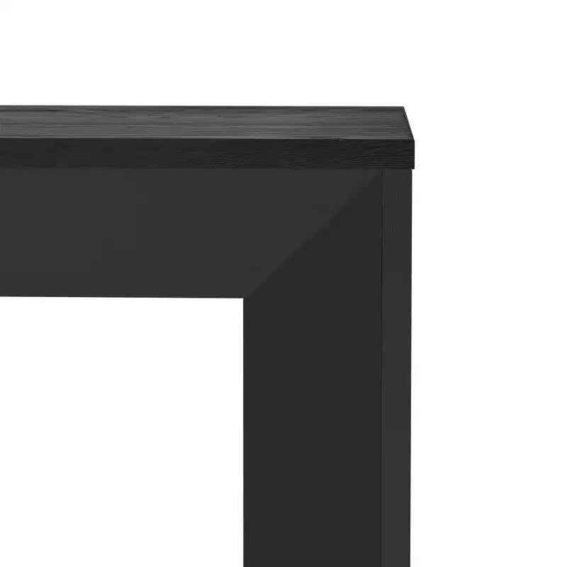Console et table d'entrée moderne Whisen, table de canapé robuste avec design de cheminée, plateau en placage de bois