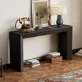 Whisen Modern Console Table & Entryway Table, Sturdy Sofa Table with Fireplace Design, Wood Veneer Top
