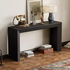 Whisen Modern Console Table & Entryway Table, Sturdy Sofa Table with Fireplace Design, Wood Veneer Top