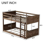 Lit superposé au sol deux places avec tête et pied de lit pour enfants et adolescents, cadre de lit superposé en bois massif avec échelle et garde-corps