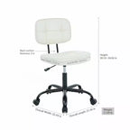 Chaise de bureau MAYEERTY sans accoudoirs en cuir PU, chaise à roulettes avec coussin épaissi pour petits espaces domestiques