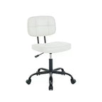 Chaise de bureau MAYEERTY sans accoudoirs en cuir PU, chaise à roulettes avec coussin épaissi pour petits espaces domestiques